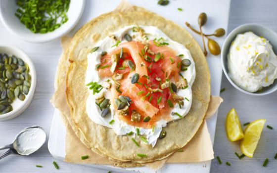 Black Mountains Smokery Buckwheat Pancakes with Smoked Salmon Citrus Cream Cheese