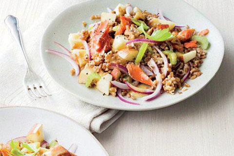 oak Roasted Salmon and Wheat Berry Salad Recipe 