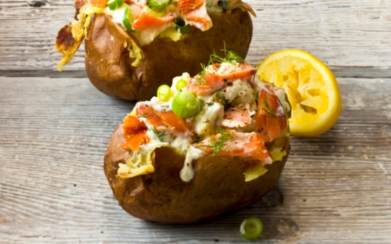 Oak Roasted Salmon Rudolph Jacket Potatoes