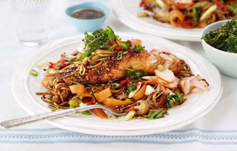 Soy and Sesame Salmon with Noodles Recipe