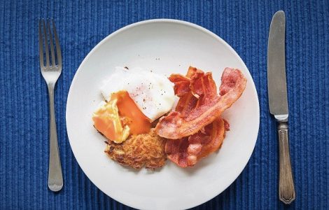 Smoked Bacon, Potato Cakes and Poached Eggs Recipe