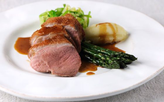 Smoked Duck Breast with Confit Shallots and Chive Puree Recipe