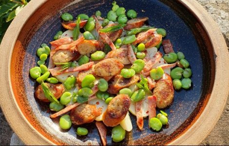 Smoked Welsh Dragon Sausage Salad with Broad Beans & Bacon Recipe