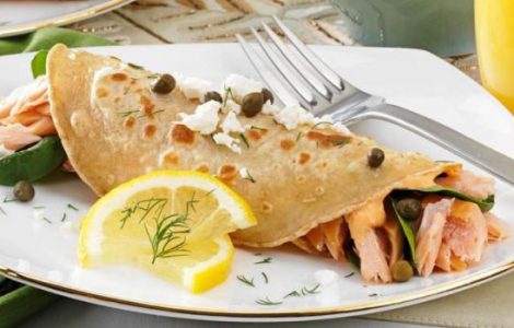 Crepes with Oak Roasted Salmon & Leeks Recipe