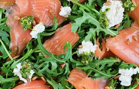 Smoked Salmon, Goat’s Cheese and Pesto Salad Recipe