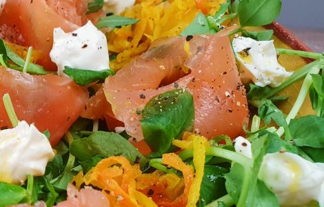 Smoked Salmon Salad With Cream & Crunchy Kimchi Slaw Recipe