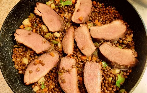 Smoked Duck with Warm Lentil Salad