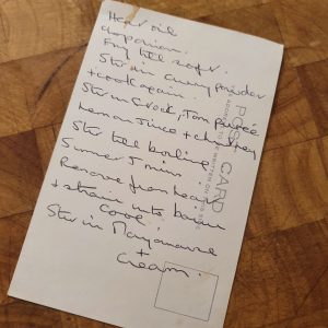 Hand Written Coronation Chicken Recipe