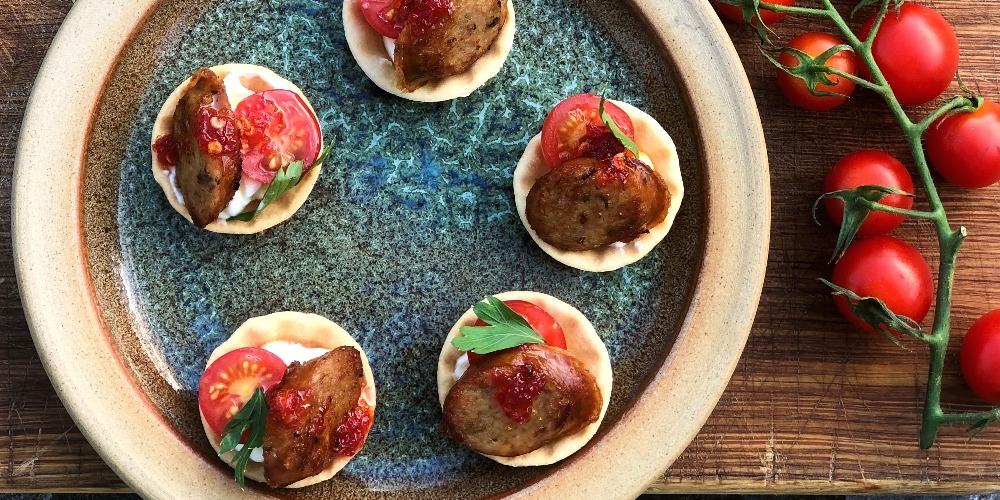 Welsh Dragon Sausage Canapes with Canape Shells and Sweet Chilli Jam