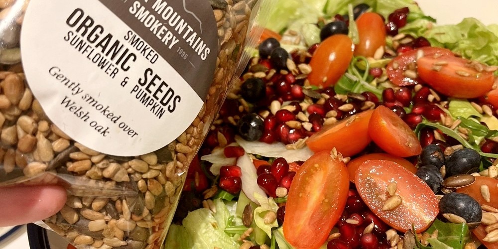 smoked seeds spring salad