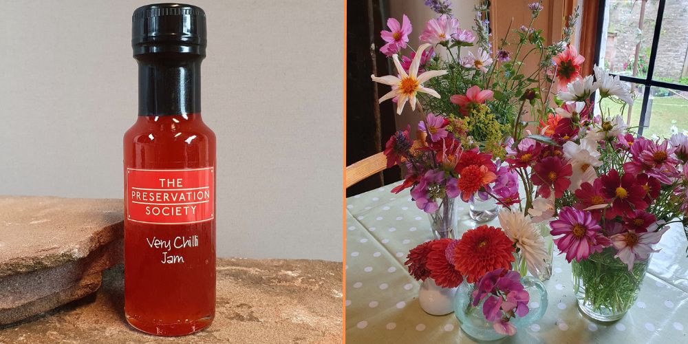 sweet chilli jam and summer flowers