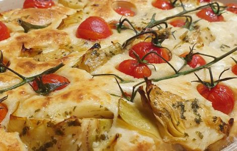 Smoked Chicken, Artichoke and Cherry Tomato Bake Recipe