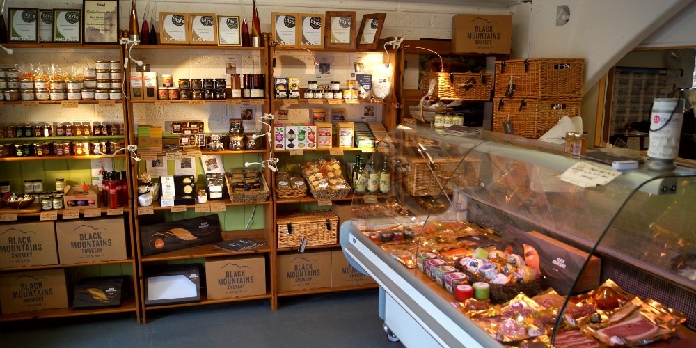 Smokery Shop Shelves and Fridge