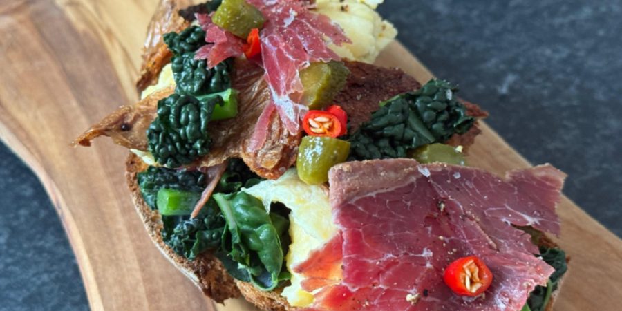 Beef Bresaola & Eggs, Reuben-Inspired